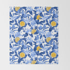Porcelain Magnolias Flowers and Lemons Throw Blanket Gallery Image 2