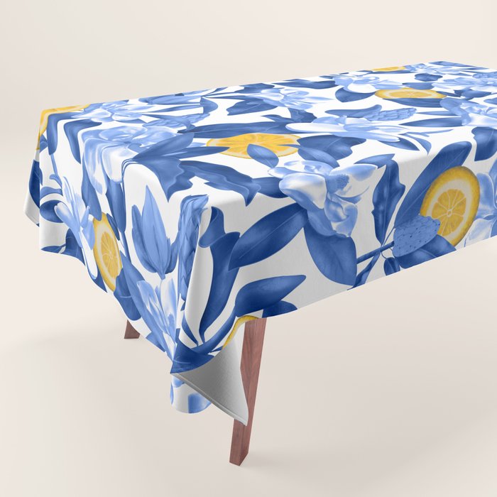 Porcelain Magnolias Flowers and Lemons Tablecloth Gallery Image 1