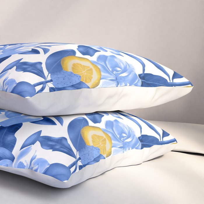 Porcelain Magnolias Flowers and Lemons Pillow Sham Gallery Image 3