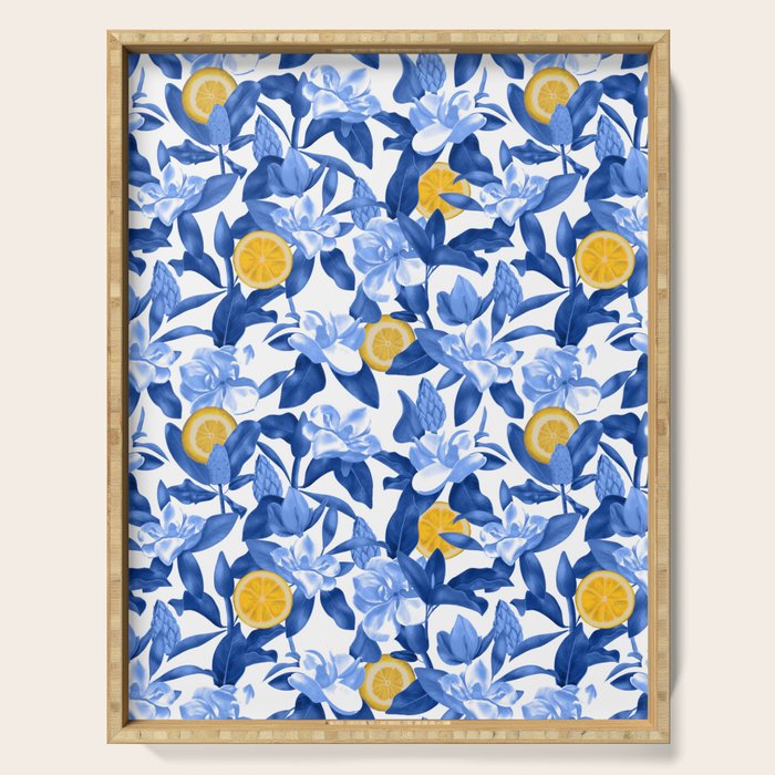 Porcelain Magnolias Flowers and Lemons Serving Tray Gallery Image 1