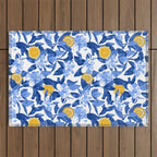 Porcelain Magnolias Flowers and Lemons Outdoor Rug Gallery Image 1