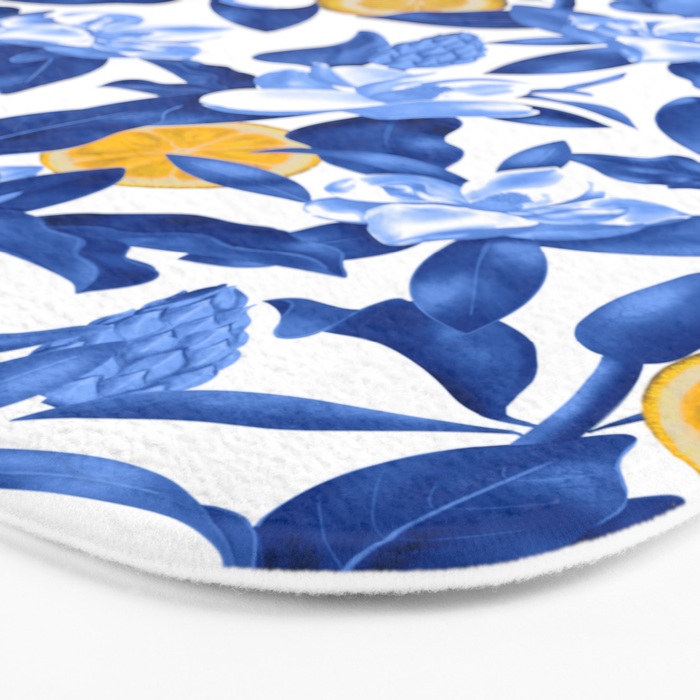 Porcelain Magnolias Flowers and Lemons Bath Mat Gallery Image 3