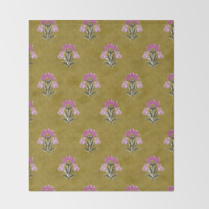 Block pink floral  Throw Blanket Gallery Image 2