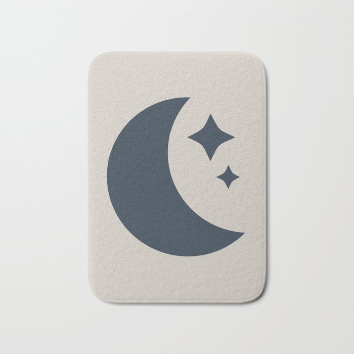 Moon & Stars - Dark Blue Bath Mat Gallery Image 1