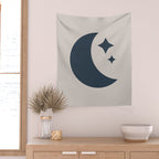 Moon & Stars - Dark Blue Wall Tapestry Gallery Image 2