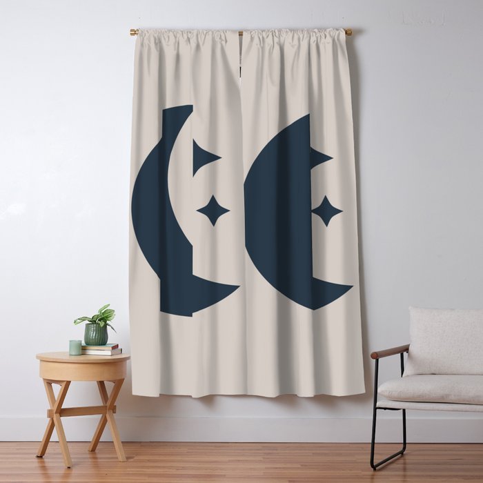 Moon & Stars - Dark Blue Window Curtain Gallery Image 1