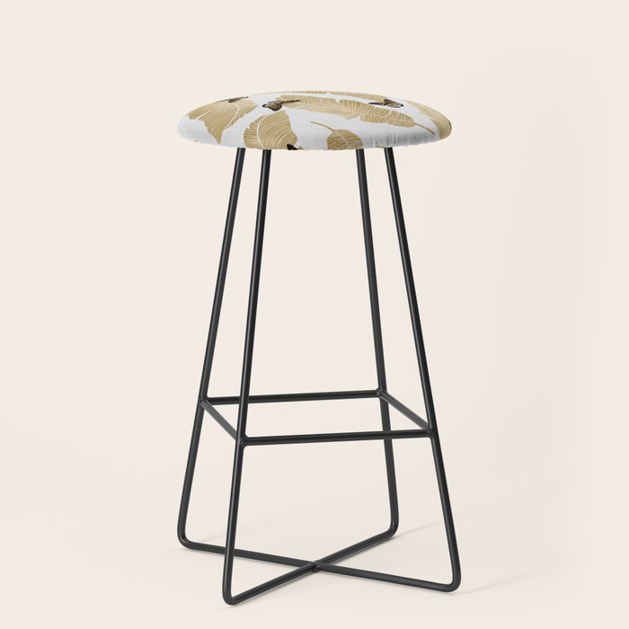 Butterfly & Palm Leaf, Gold Wall Art Stool Gallery Image 1