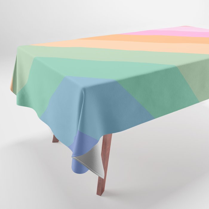 Retro Rainbow Happy full Typography Tablecloth Gallery Image 1