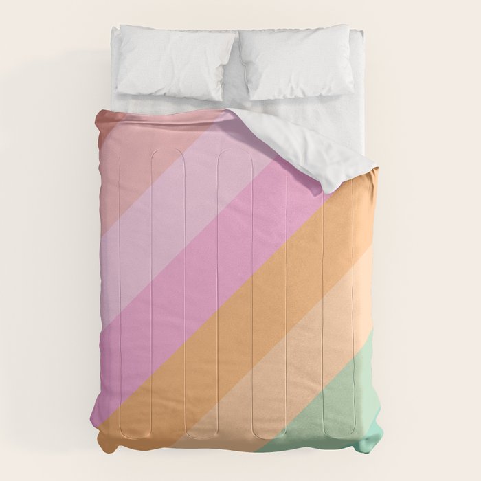 Retro Rainbow Happy full Typography Comforter Gallery Image 1