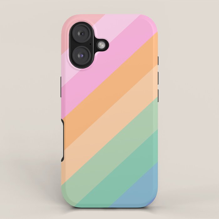 Retro Rainbow Happy Full Typography Iphone Case