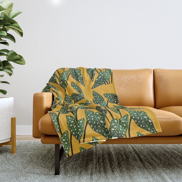 Begonia maculata pot watercolor Throw Blanket Gallery Image 1