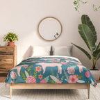 Pig florals farm homesteader pigs cute farms animals floral gifts Comforter Gallery Image 3
