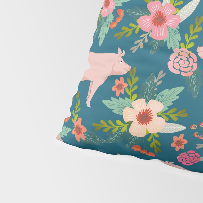 Pig florals farm homesteader pigs cute farms animals floral gifts Pillow Sham Gallery Image 4