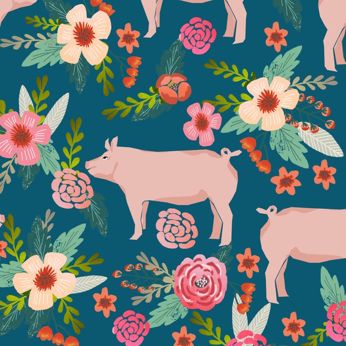 Pig florals farm homesteader pigs cute farms animals floral gifts Coffee Mug Gallery Image 2