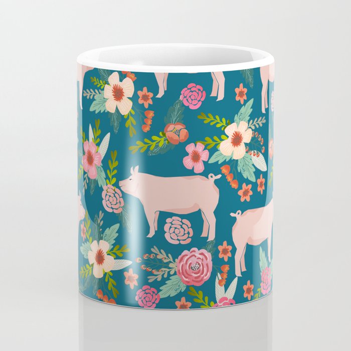 Pig florals farm homesteader pigs cute farms animals floral gifts Coffee Mug Gallery Image 4