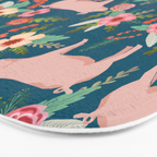 Pig florals farm homesteader pigs cute farms animals floral gifts Bath Mat Gallery Image 3