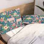 Pig florals farm homesteader pigs cute farms animals floral gifts Pillow Sham Gallery Image 2