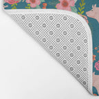 Pig florals farm homesteader pigs cute farms animals floral gifts Bath Mat Gallery Image 2