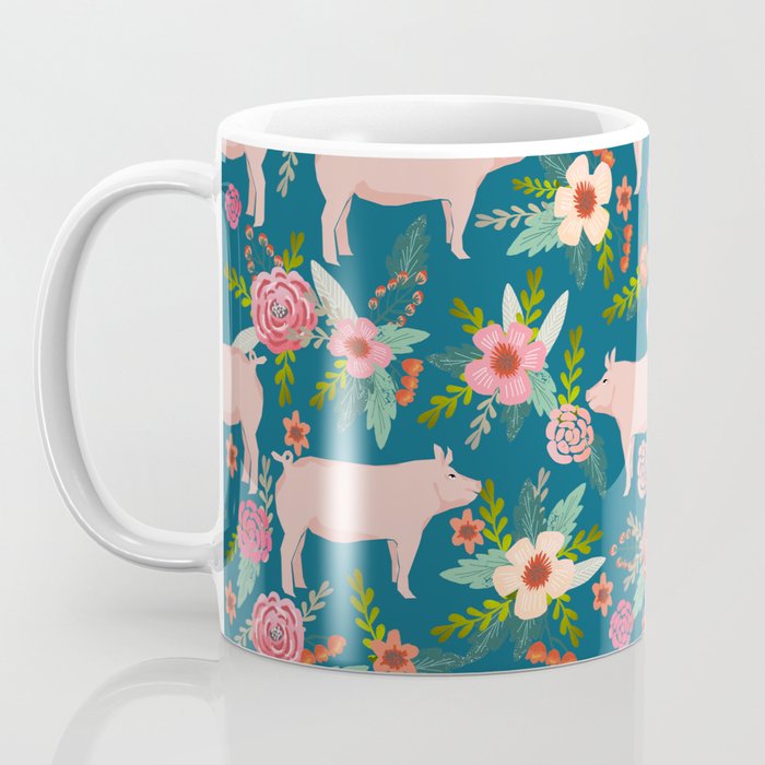 Pig florals farm homesteader pigs cute farms animals floral gifts Coffee Mug Gallery Image 3