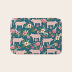 Pig florals farm homesteader pigs cute farms animals floral gifts Bath Mat Gallery Image 1