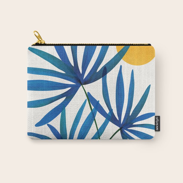 Sunny Palms in Indigo and Pink Carry All Pouch Gallery Image 1