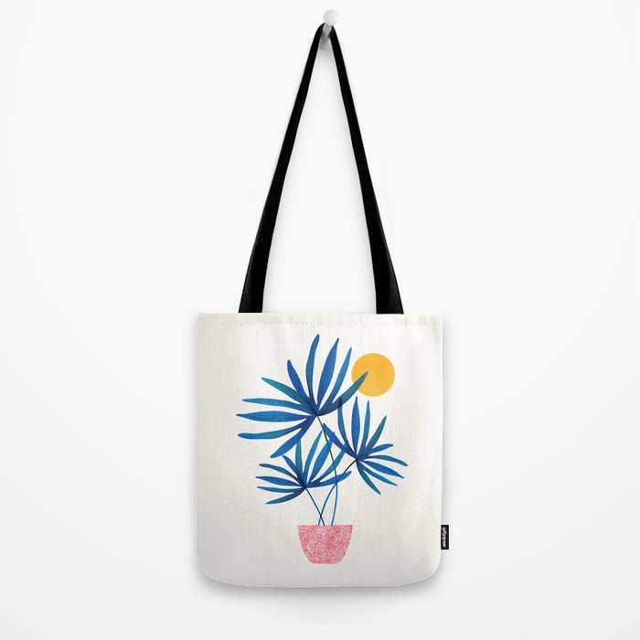 Sunny Palms in Indigo and Pink Tote Bag Gallery Image 2