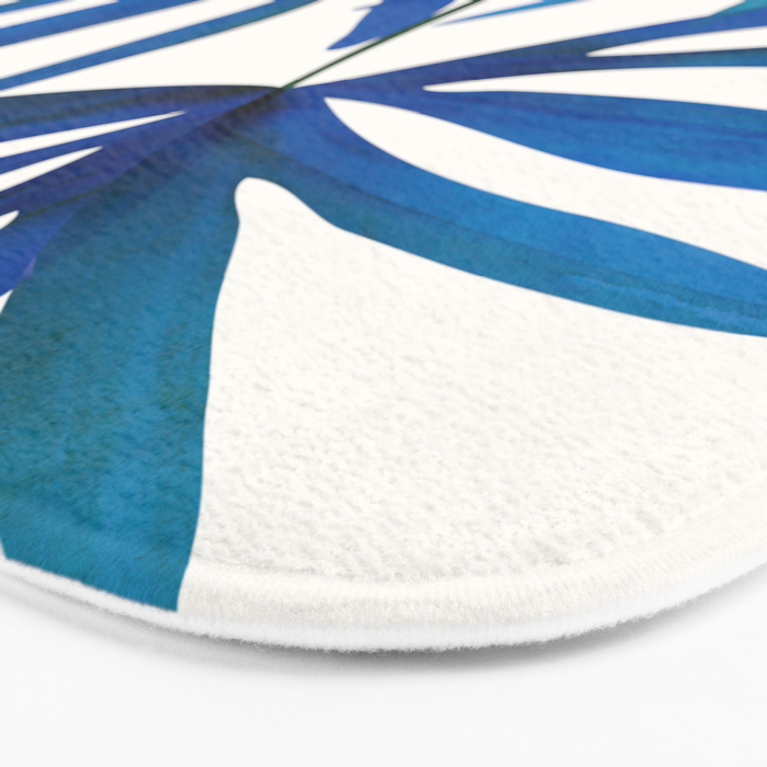 Sunny Palms in Indigo and Pink Bath Mat Gallery Image 3
