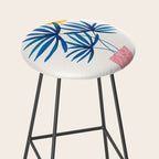 Sunny Palms in Indigo and Pink Stool Gallery Image 2