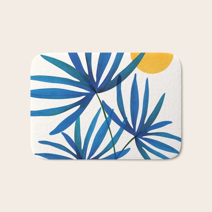 Sunny Palms in Indigo and Pink Bath Mat Gallery Image 1
