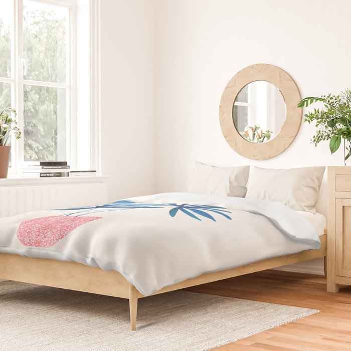 Sunny Palms in Indigo and Pink Duvet Cover Gallery Image 2