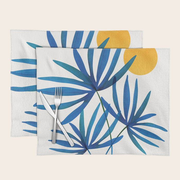 Sunny Palms in Indigo and Pink Placemat Gallery Image 1
