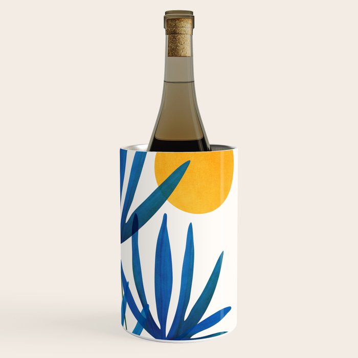 Sunny Palms in Indigo and Pink Wine Chiller Gallery Image 3