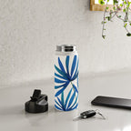 Sunny Palms in Indigo and Pink Water Bottle Gallery Image 4