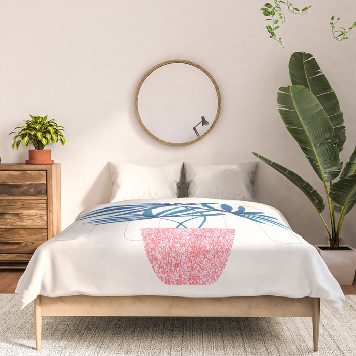 Sunny Palms in Indigo and Pink Comforter Gallery Image 3