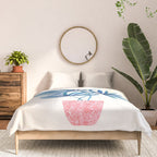 Sunny Palms in Indigo and Pink Comforter Gallery Image 3