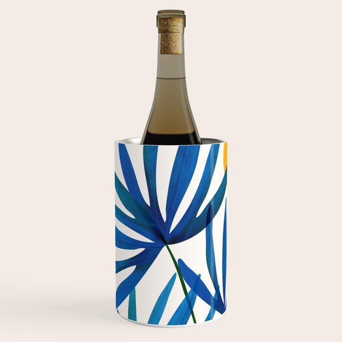Sunny Palms in Indigo and Pink Wine Chiller Gallery Image 1