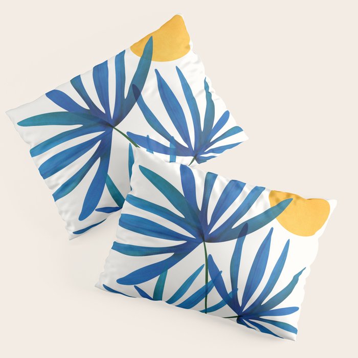 Sunny Palms in Indigo and Pink Pillow Sham Gallery Image 3