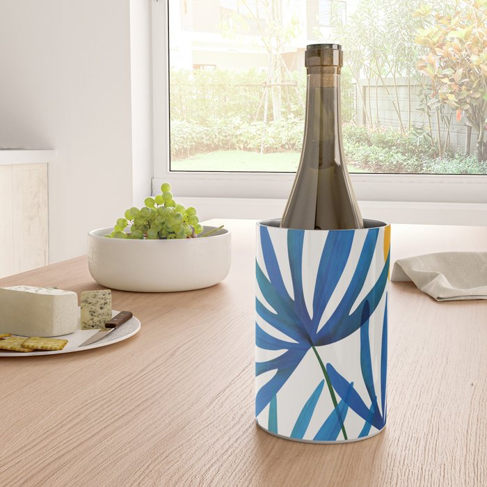 Sunny Palms in Indigo and Pink Wine Chiller Gallery Image 4