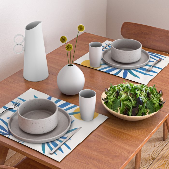 Sunny Palms in Indigo and Pink Placemat Gallery Image 2