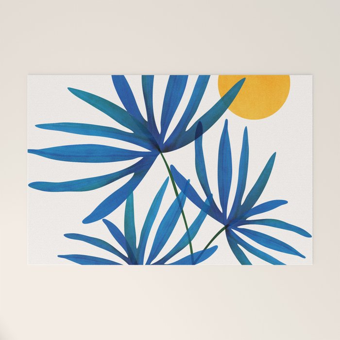 Sunny Palms in Indigo and Pink Welcome Mat Gallery Image 1