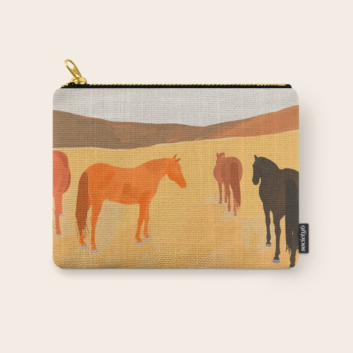 Horses in the Golden Field Carry All Pouch Gallery Image 1