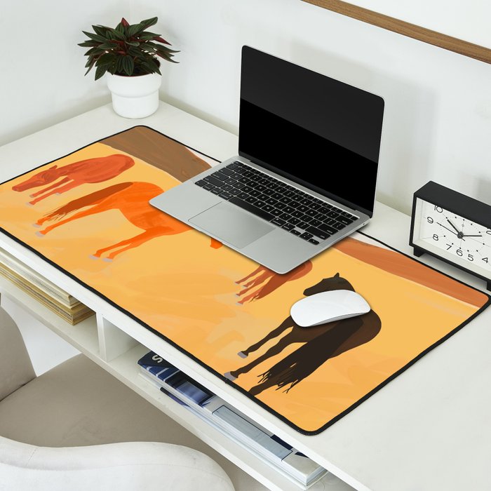 Horses in the Golden Field Desk Mat Gallery Image 2