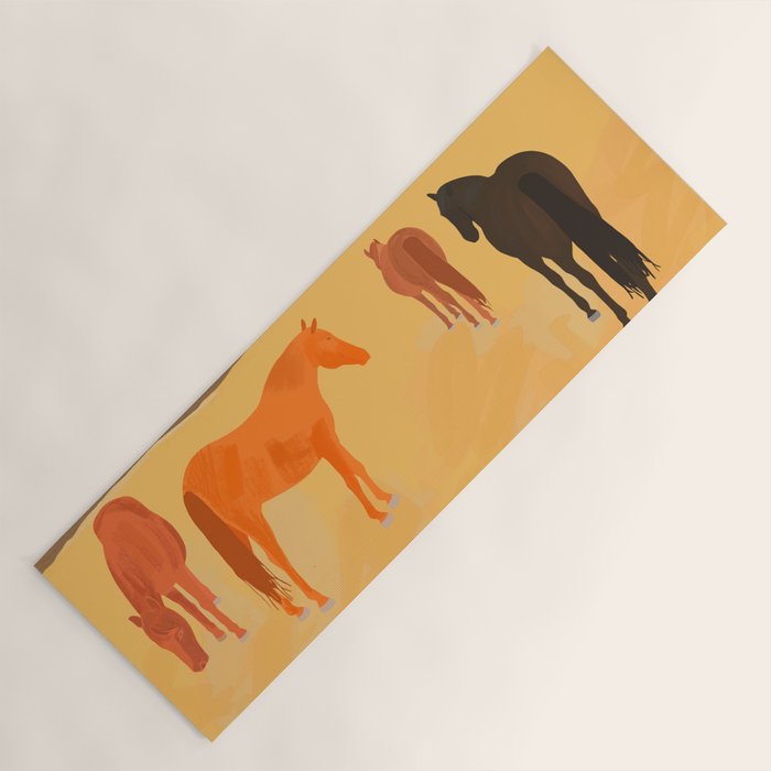 Horses in the Golden Field Yoga Mat Gallery Image 1