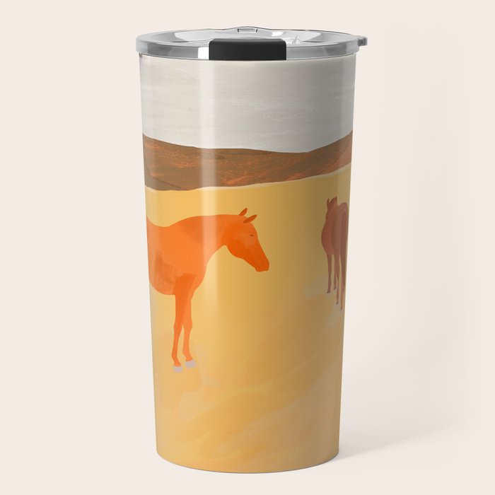 Horses in the Golden Field Travel Mug Gallery Image 1