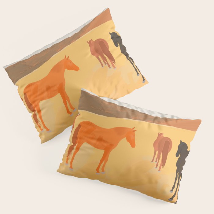 Horses in the Golden Field Pillow Sham Gallery Image 1