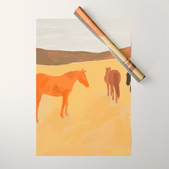 Horses in the Golden Field Wrapping Paper Gallery Image 1
