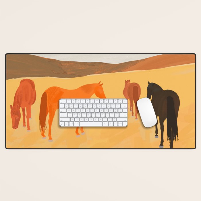 Horses in the Golden Field Desk Mat Gallery Image 1