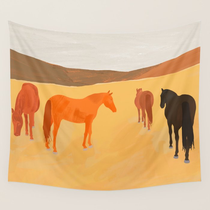 Horses in the Golden Field Wall Tapestry Gallery Image 4