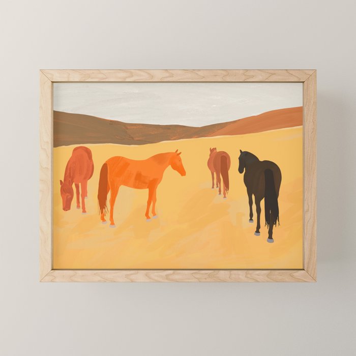 Horses in the Golden Field Mini Art Print Gallery Image 1