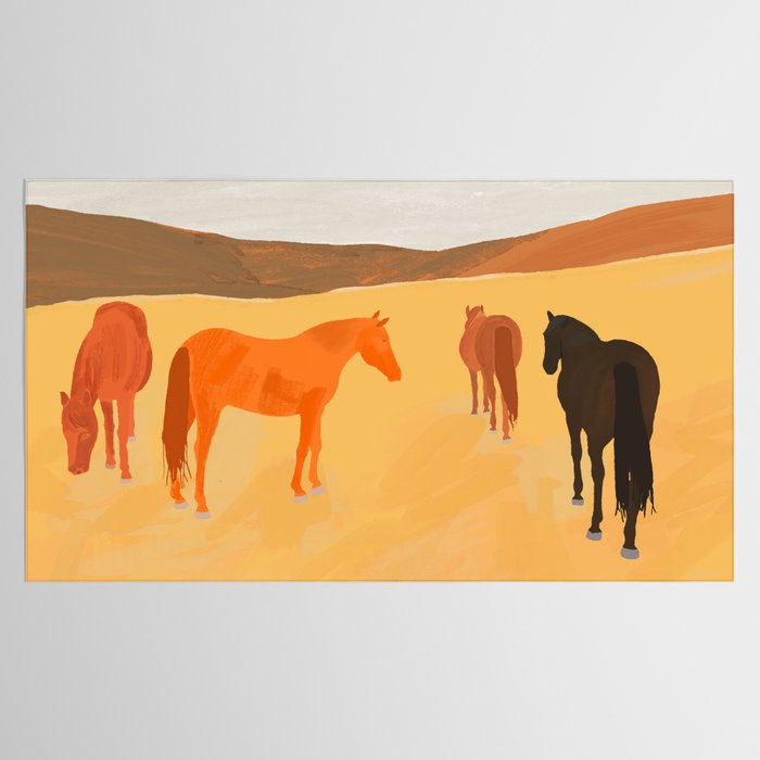 Horses in the Golden Field Tablecloth Gallery Image 2